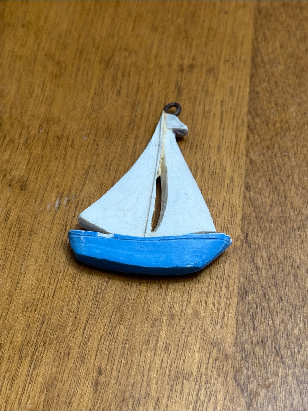 Vintage Sailboat Pendant - White & Blue Nautical Charm